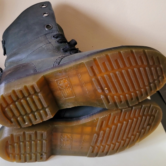 Dr Martens Green And Navy Blue. Leather Boots Woman's 10 or Men's 8.5 - Picture 6 of 13